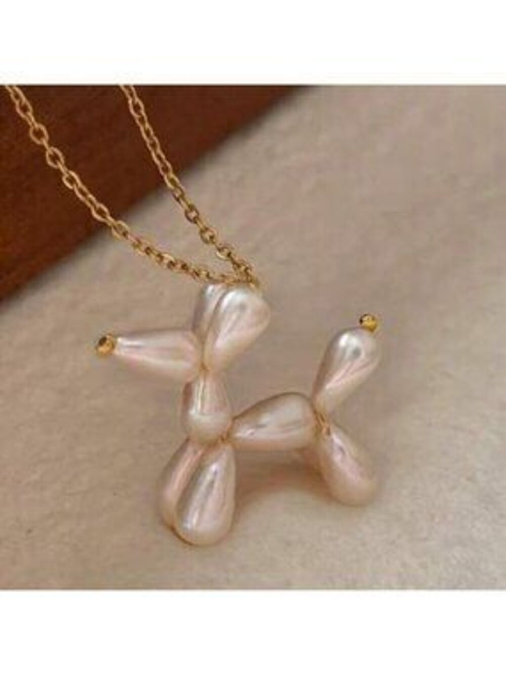 18K Gold Filled Akoya Pearl Balloon Dog Necklace